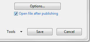 A save options panel for a PDF in Microsoft Word.