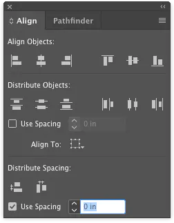 A design panel with alignment and pathfinder tabs for setting up a step and repeat banner.