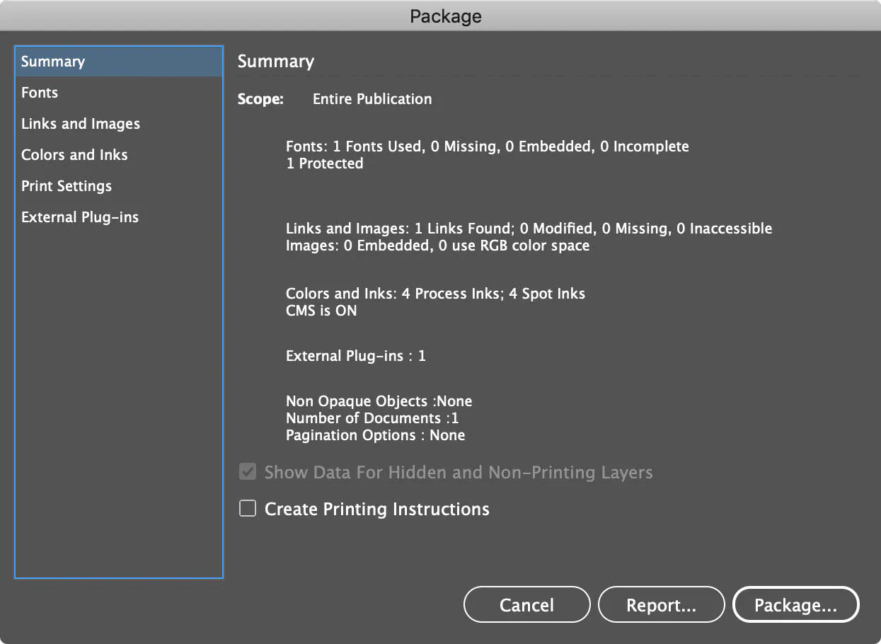 Packaging InDesign Files for Print | Support