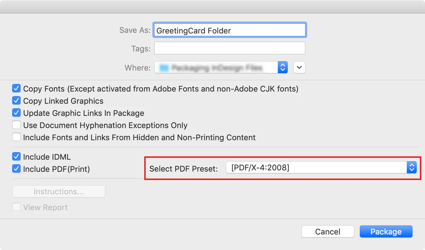 InDesign panel