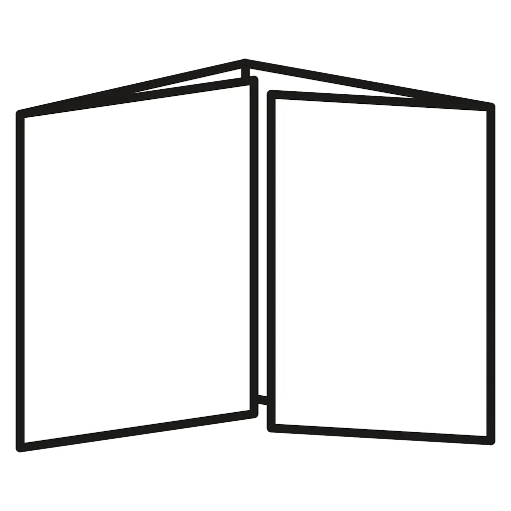 A graphic of a brochure with a closed gate fold.