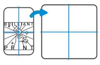 A graphic of a decal, floor graphic or cling being centered.