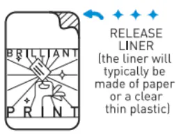 A graphic of a decal, floor graphic or cling and its release liner.
