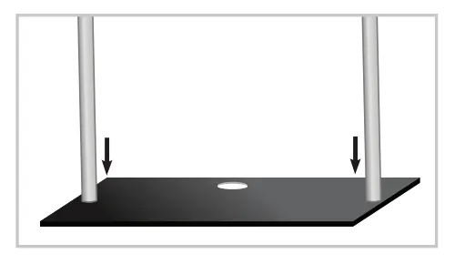 A graphic of a tension fabric display base and two poles.