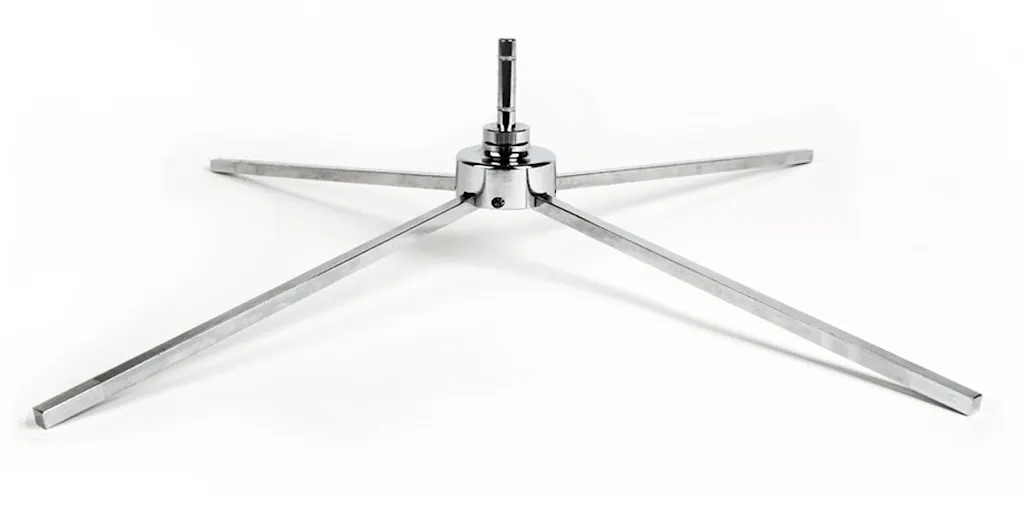 A silver four-leg feather flag base.