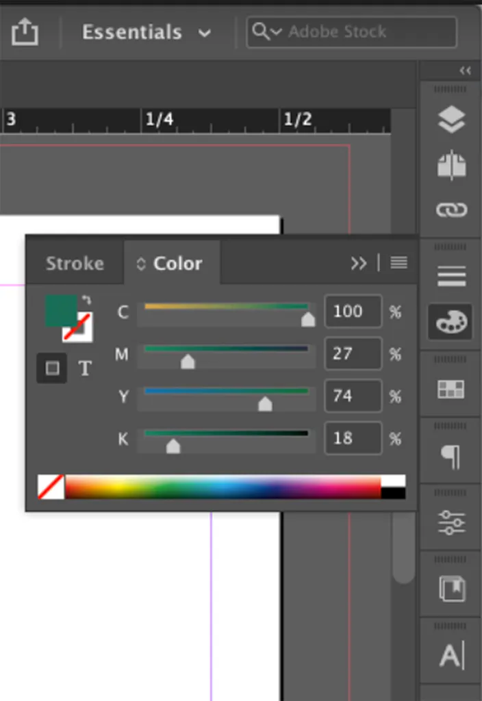 An Adobe ink panel with full-color settings.