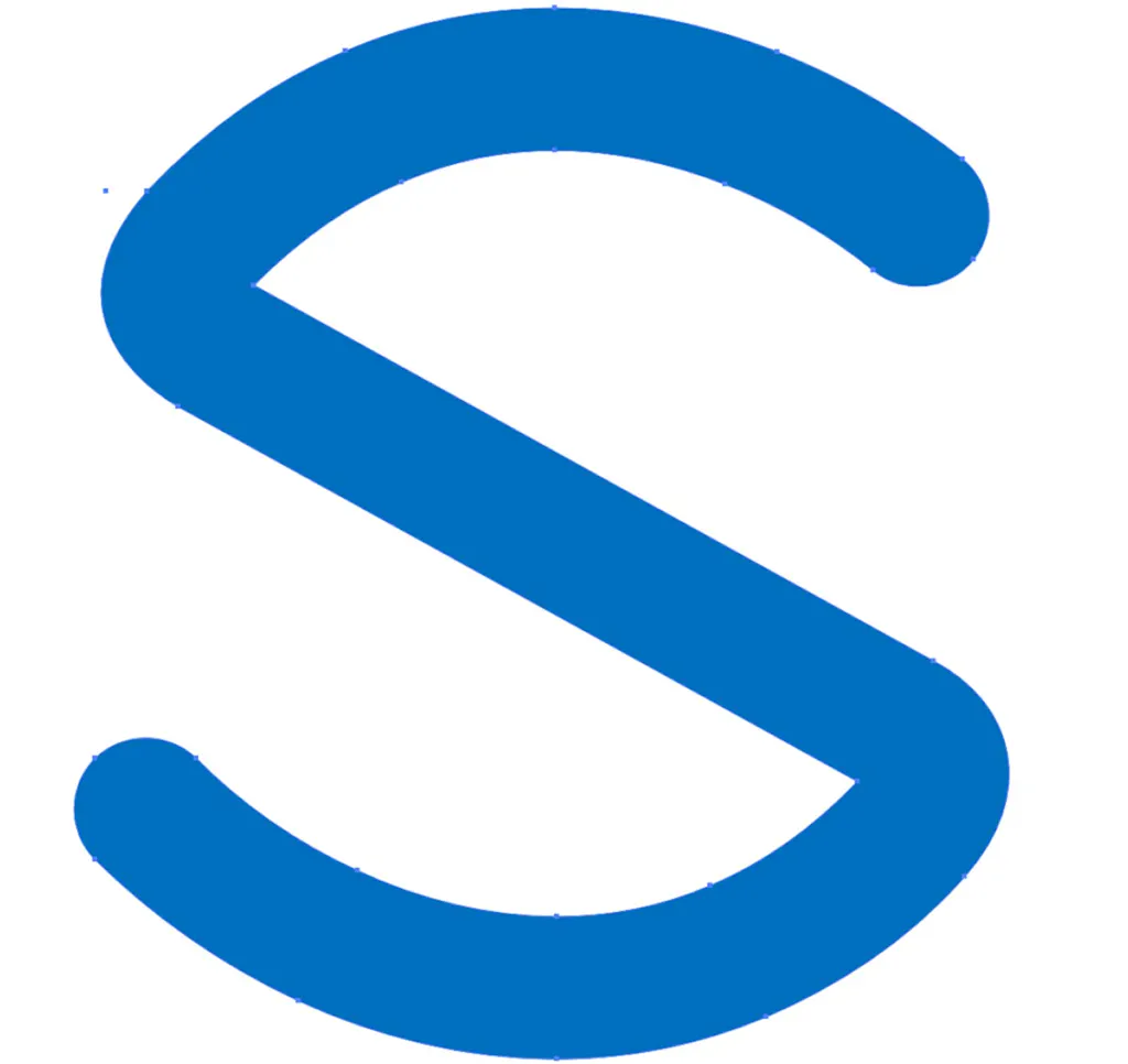 A vector image of the letter S in blue color.