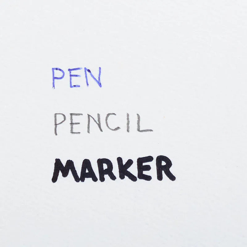A pen, pencil and marker written on felt weave paper stock.